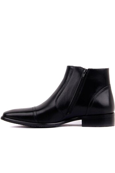 Fosco 3565 Black Zippered Genuine Leather Rubber Sole Men's Boots