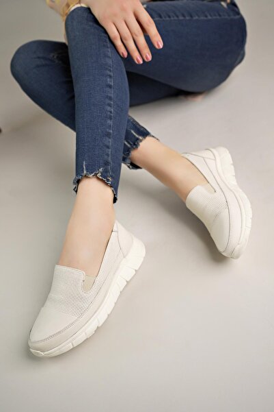 Mammamia D24Ya 3620 Bone Genuine Leather Anatomical Women's Shoes