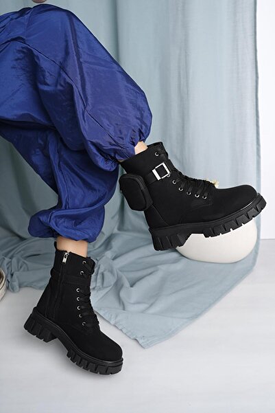 Twingo 7640 Siyah Zümrüt Cepli Kışlık Kaymaz Taban Kadın Bot