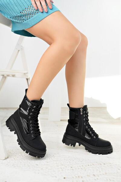 Nesil Shoes Γυναικείες μπότες Swell 505 Black Emerald με φερμουάρ