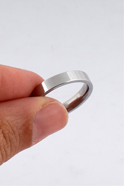 UKHWD SUPPLY 316L Steel Plain Thin Flat Silver Men's Ring Ka1360Gm