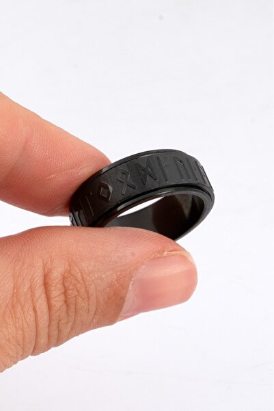 UKHWD SUPPLY 316L Steel Rustic Viking Black Men's Ring Ka1347Sysy
