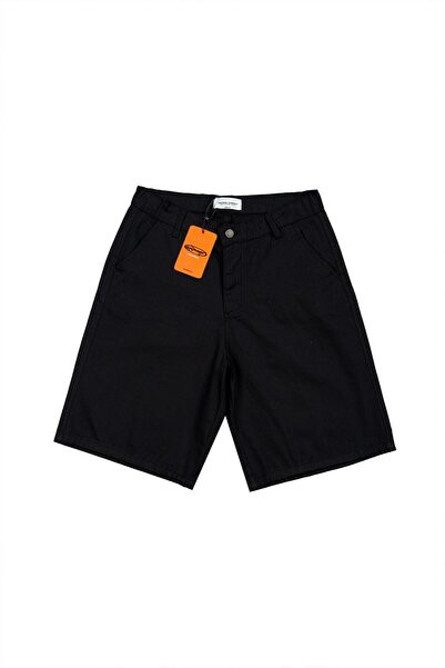 UKHWD SUPPLY Siyah Gabardin Baggy Jean Erkek Şort Jorts