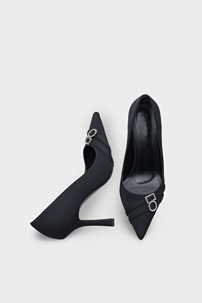 Capone Outfitters Karyl High Heels with Stone Buckle Satin Stylish Stiletto