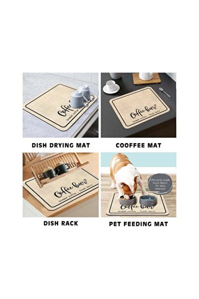 Generic Coffee Bar Mat, Rubber Dish Drying Pad for Kitchen Counter and Home Bar (Beige)