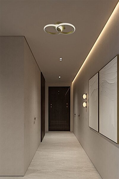 EYSHOP Modern Eskitme Gold İkili Yuvarlak Tek Renk Günışığı LED Avize