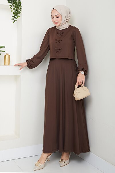 InStyle Σετ Bitter Brown με φούστα και λεπτομέρεια φιόγκου