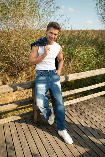 BANNY JEANS Navy Blue Men's Skater Fit Jean Trousers