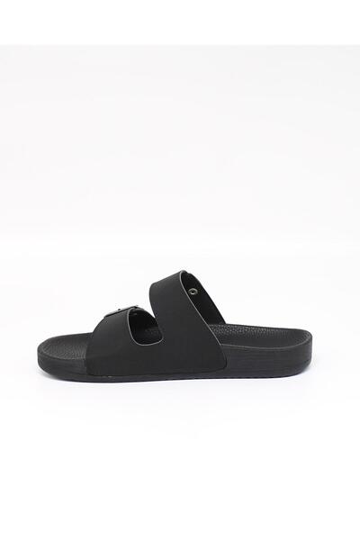 Nesil Shoes Bento 53001 Чорні анатомічні тапочки для чоловіків з пряжкою