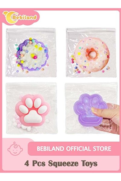 Bebiland Squishy Cat Paw Toys, 4 Pcs Donut Squeeze Stress Relief for Anxiety ...