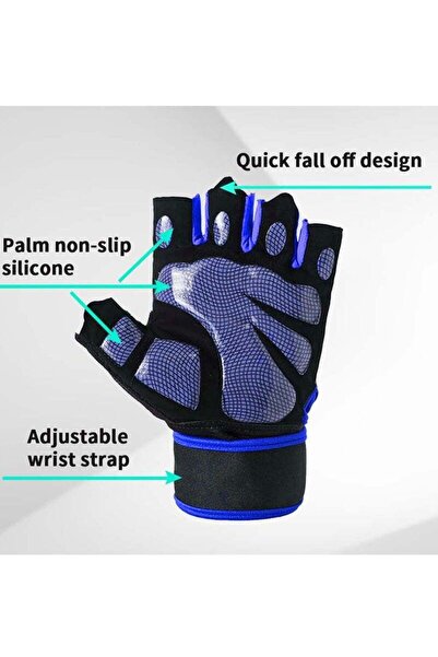 Cuken Weightlifting Gloves, Non-Slip with Wrist Support for Fitness Training (Blue)