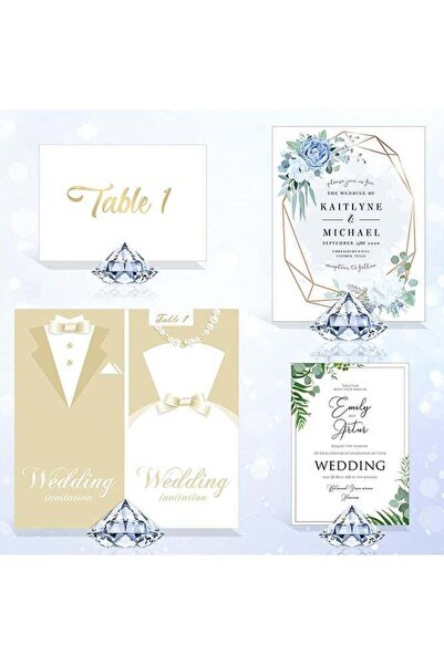 Generic Place Card Holders, 24 Pack Acrylic Crystal Table Stands for Wedding and Party