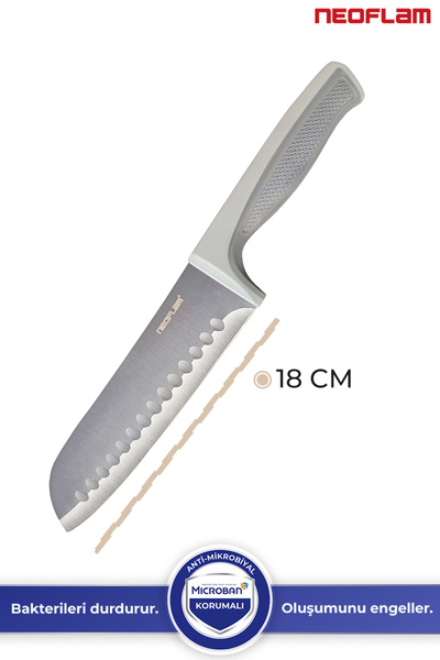 NEOFLAM Fika Microban Santoku Bıçak 18Cm, Gri