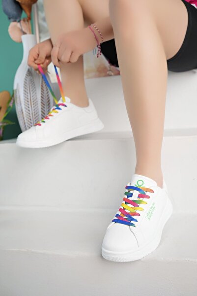 Benetton 10061 Білі жіночі кросівки на шнурівці