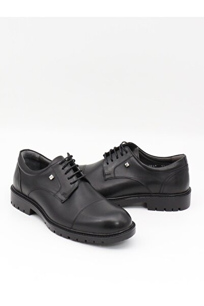 Fosco 2869 Siyah Hakiki Deri Kauçuk Taban Erkek Ayakkabı