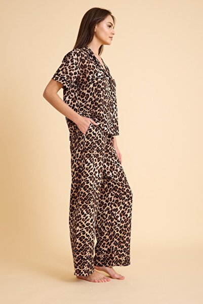 Amarelle Capetown Leopard Patterned Viscose Buttoned Pajama Set