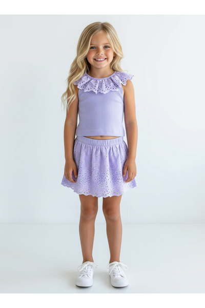 By Piera Children's Crop Blouse - Scallop Collar