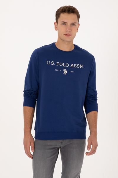 U.S. Polo Assn. Erkek Regular Fit Bisiklet Yaka İndigo İnce Basic Sweatshirt 50313743-VR028