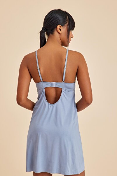 Amarelle Paris Gray Blue Stylish Lace Detailed Nightgown