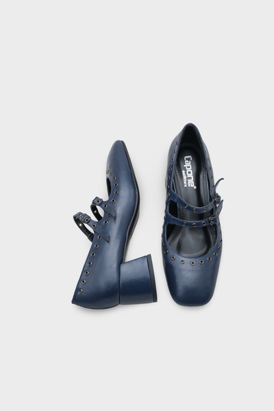 Capone Outfitters Sharona Mid Heel Strappy Studded Mary Jane Women's Shoes