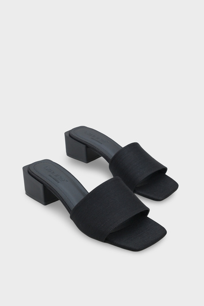 Capone Outfitters Cathleen Blunt Toe Mid-Heeled Satin Women's Slippers