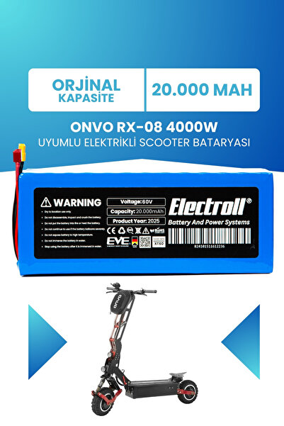 ELECTROLL ONVO RX-08 4000W 60V 20AH Elektrikli Scooter Bataryası