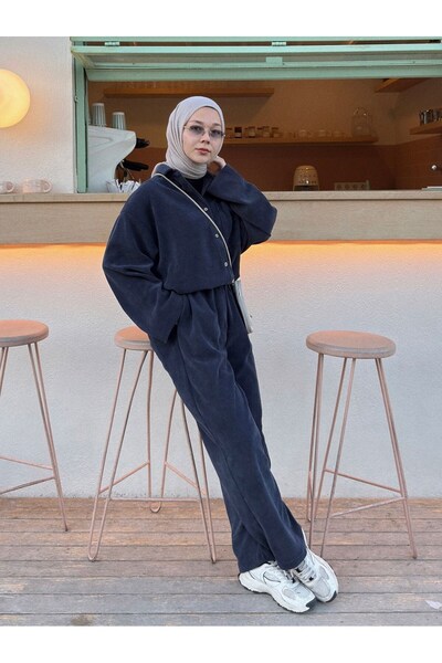 QANU Lilora Velvet Suit Navy Blue