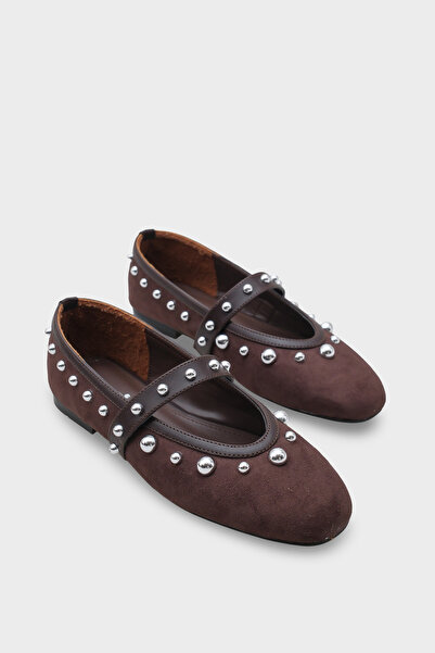 Capone Outfitters Ruthie Studded Suede Look Ballerinas