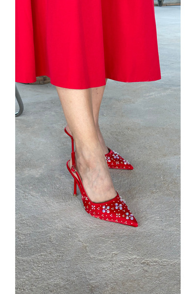 Letafia حذاء ليندا بكعب مزين بالأحجار