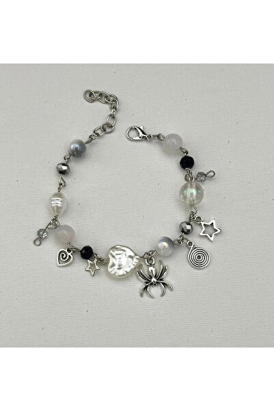 sleyshop Coquette Y2K Gothic Spider Spiral Spiral Star Bead Bracelet