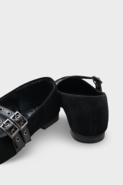 Capone Outfitters Erinn Metal Blunt Toe Stone Ballerinas