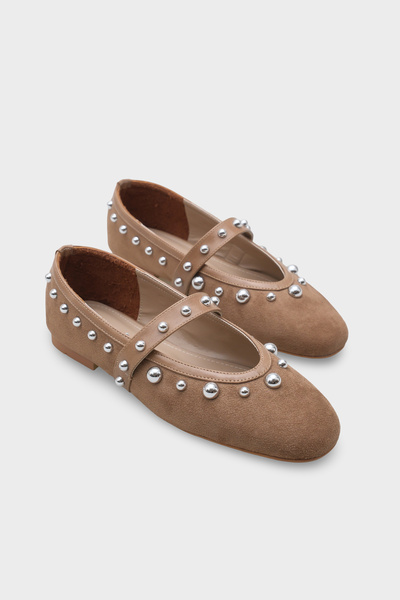 Capone Outfitters Ruthie Studded Suede Look Ballerinas