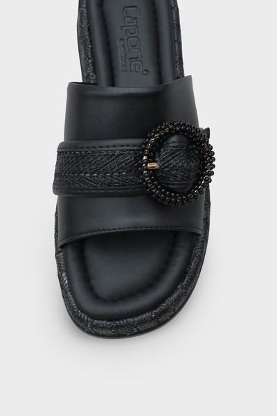 Capone Outfitters Wedge Heeled Double Banded Buckle Women's Slippers