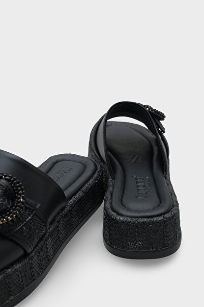 Capone Outfitters Wedge Heeled Double Banded Buckle Women's Slippers