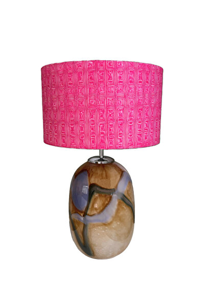 Custom Made Fo Ebruli Desenli Cam Vazo Pembe Renkli Abajur Aydınlatma
