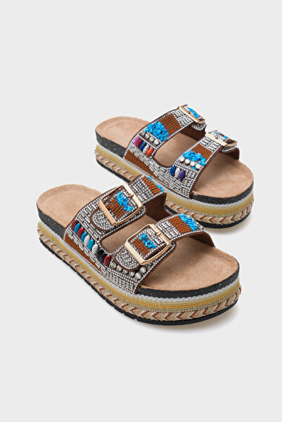 Capone Outfitters Alyson Stone Buckle Flat Heel Women's Slippers