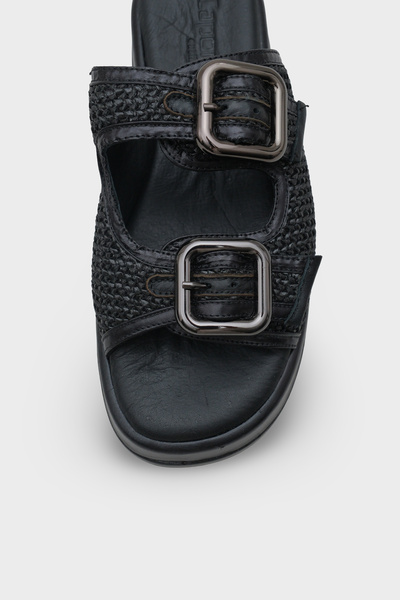 Capone Outfitters Dana Genuine Leather Wedge Heel Mesh Comfort Women's Slippers