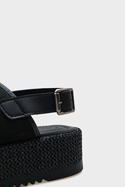 Capone Outfitters Vena Straw Single Buckle Wedge Heeled Women's Sandals