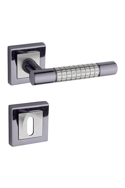 zerafev Lüks Stil Yuvarlak Rozetli Alüminyum Kapı Kolu (Kapı Kulbu) (Oda Tipi) Füme - Saten