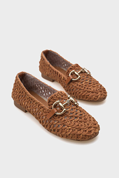 Capone Outfitters Tani Straw Knitted Metal Buckle Women's Loafer