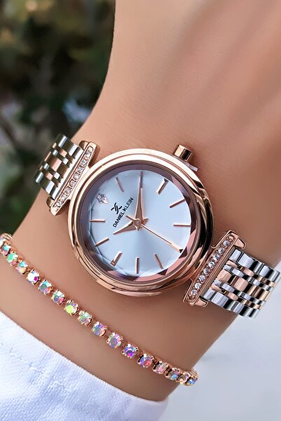 Daniel Klein New Season Green Dial Steel Cord Women's Wristwatch with Bracelet Gift