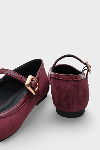 Capone Outfitters Sibelle Blunt Toe Buckle Strap Faux Suede Women's Ballerinas