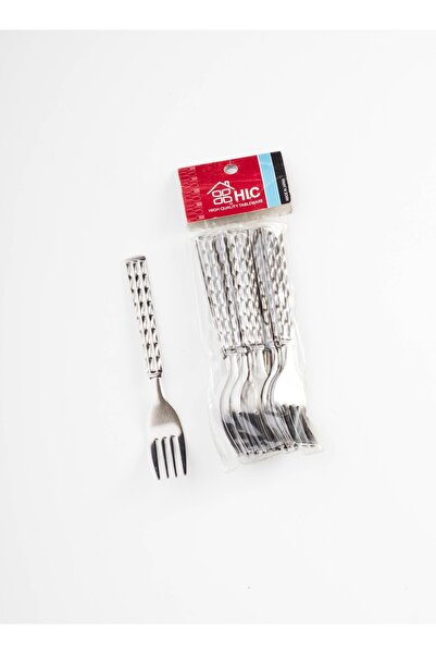 HIC طقم شوك حلى من الستانلس ستيل المقاوم للصدأ مكون من 12 قطعة فضي