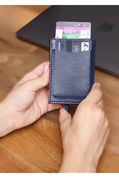 TATA CRAFT محفظة للجنسين ذات آلية أوتوماتيكية لحمل البطاقات من الجلد الصناعي