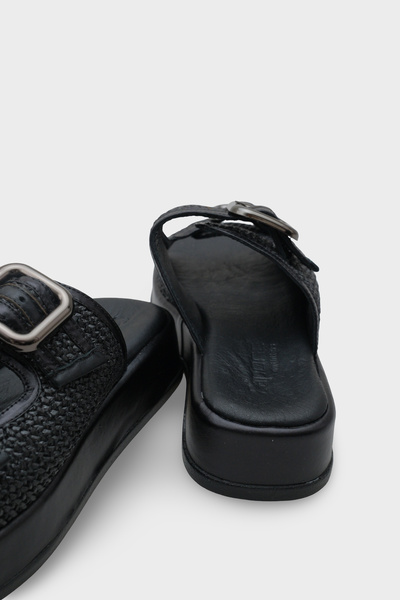 Capone Outfitters Dana Genuine Leather Wedge Heel Mesh Comfort Women's Slippers