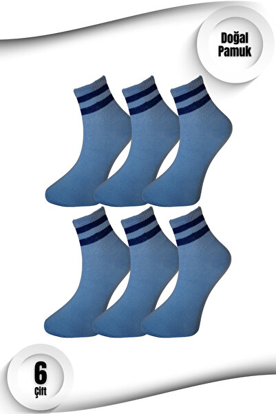 PUFAZZO Дамски тенис чорапи за колеж, комплект от 6 чифта – къси маншети, на райета, от естествен памук, безшевни, дишащи чорапи