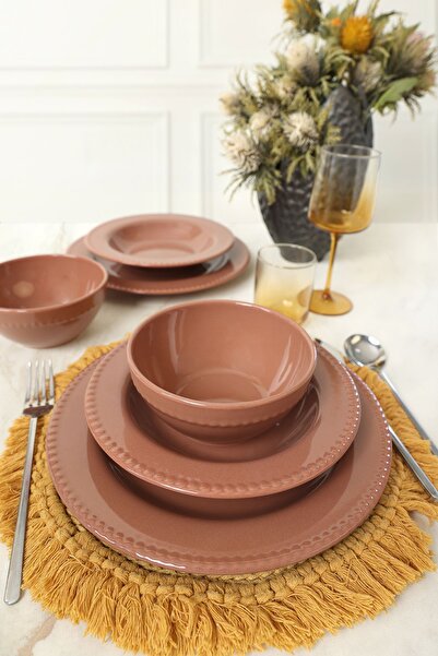 Keramika Kahverengi Bella Yemek Takımı 6 Parça 2 Kişilik 605