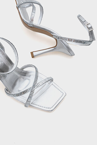 Capone Outfitters Dafna Blunt Toe Heeled Ankle Strap Stone Women's Sandals