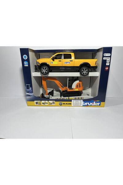 Bruder Ram 2500 Pickup with Trailer and Mini Excavator Br02546