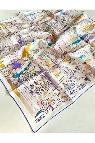 Armine وشاح حريري تيفيل 9349-03 نمط مختلط أبيض